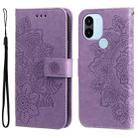 For Xiaomi Redmi A1+ 7-petal Flowers Embossing Leather Phone Case(Purple) - 1