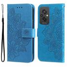 For Xiaomi Redmi 11 Prime 4G 7-petal Flowers Embossing Leather Phone Case(Blue) - 1