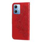 For Xiaomi Redmi Note 12 China 7-petal Flowers Embossing Leather Phone Case(Red) - 3