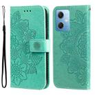 For Xiaomi Redmi Note 12 China 7-petal Flowers Embossing Leather Phone Case(Green) - 1