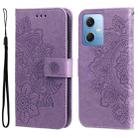 For Xiaomi Redmi Note 12 China 7-petal Flowers Embossing Leather Phone Case(Purple) - 1