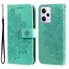 For Xiaomi Redmi Note 12 Pro 5G China 7-petal Flowers Embossing Leather Phone Case(Green) - 1