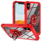 For iPhone XS / X TPU + PC Lens Protection Phone Case with Ring Holder(Red) - 1