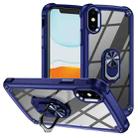 For iPhone XS / X TPU + PC Lens Protection Phone Case with Ring Holder(Blue) - 1