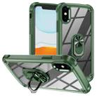 For iPhone XS / X TPU + PC Lens Protection Phone Case with Ring Holder(Green) - 1