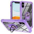 For iPhone XS / X TPU + PC Lens Protection Phone Case with Ring Holder(Purple) - 1