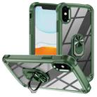 For iPhone XS Max TPU + PC Lens Protection Phone Case with Ring Holder(Green) - 1