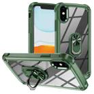 For iPhone XR TPU + PC Lens Protection Phone Case with Ring Holder(Green) - 1
