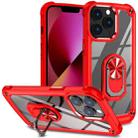 For iPhone 12 Pro Max TPU + PC Lens Protection Phone Case with Ring Holder(Red) - 1