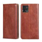 For Motorola Moto G72 4G Gloss Oil Solid Color Magnetic Leather Phone Case(Brown) - 1