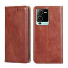 For vivo V25 Pro 5G Gloss Oil Solid Color Magnetic Leather Phone Case(Brown) - 1