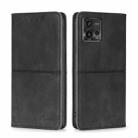 For Motorola Moto G72 4G Cow Texture Magnetic Leather Phone Case(Black) - 1