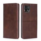 For Motorola Moto G72 4G Cow Texture Magnetic Leather Phone Case(Dark Brown) - 1