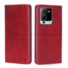 For vivo V25 Pro 5G Cow Texture Magnetic Leather Phone Case(Red) - 1