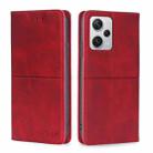 For Xiaomi Redmi Note 12 Pro+ China Cow Texture Magnetic Leather Phone Case(Red) - 1