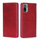 For Xiaomi Poco M5s 4G/Redmi Note 11 SE India Cow Texture Magnetic Leather Phone Case(Red) - 1