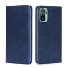 For Xiaomi Poco M5s 4G/Redmi Note 11 SE India Cow Texture Magnetic Leather Phone Case(Blue) - 1