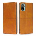 For Xiaomi Poco M5s 4G/Redmi Note 11 SE India Cow Texture Magnetic Leather Phone Case(Light Brown) - 1