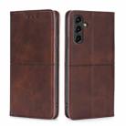 For Samsung Galaxy A14 5G Cow Texture Magnetic Leather Phone Case(Dark Brown) - 1