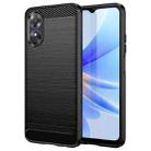 For OPPO A17 Brushed Texture Carbon Fiber TPU Phone Case(Black) - 1