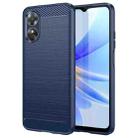 For OPPO A17 Brushed Texture Carbon Fiber TPU Phone Case(Blue) - 1