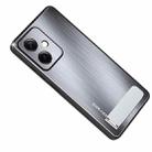 For Xiaomi Redmi Note 12 China Metal Brushed Texture Shockproof Phone Case with Holder(Silver) - 1