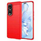 For Honor 80 Pro 5G Brushed Texture Carbon Fiber TPU Phone Case(Red) - 1