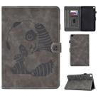 For Galaxy Tab A 8.0 (2019) T290 Embossing Sewing Thread Horizontal Painted Flat Leather Case with Pen Cover & Anti Skid Strip & Card Slot & Holder(Gray) - 1