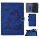 For Galaxy Tab A 8.0 (2019) T290 Embossing Sewing Thread Horizontal Painted Flat Leather Case with Pen Cover & Anti Skid Strip & Card Slot & Holder(Blue) - 1