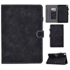 For Galaxy Tab A 8.0 (2019) T290 Embossing Sewing Thread Horizontal Painted Flat Leather Case with Pen Cover & Anti Skid Strip & Card Slot & Holder(Black) - 1