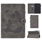 For Galaxy Tab A 10.1 (2019) T510 Embossing Sewing Thread Horizontal Painted Flat Leather Case with Pen Cover & Anti Skid Strip & Card Slot & Holder(Gray) - 1