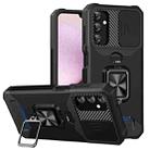 For Samsung Galaxy A14 5G Sliding Camshield Phone Case with Ring Holder & Card Slot(Black) - 1