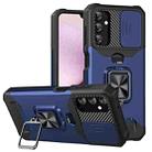 For Samsung Galaxy A14 5G Sliding Camshield Phone Case with Ring Holder & Card Slot(Blue) - 1