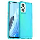 For OPPO Reno8 Lite Candy Series TPU Phone Case(Transparent Blue) - 1