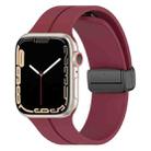 Solid Color Magnetic Buckle Silicone Watch Band For Apple Watch Ultra 49mm / Series 8&7 45mm / SE 2&6&SE&5&4 44mm(Wine Red) - 1