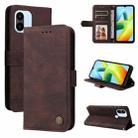 For Xiaomi Redmi A1+ Skin Feel Life Tree Metal Button Leather Phone Case(Brown) - 1