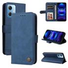 For Xiaomi Redmi Note 12 China Skin Feel Life Tree Metal Button Leather Phone Case(Blue) - 1