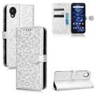 For Kyocera Digno BX2 Honeycomb Dot Texture Leather Phone Case(Silver) - 1