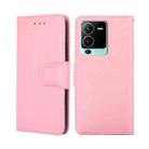 For vivo V25 Pro 5G Crystal Texture Horizontal Flip Leather Phone Case(Pink) - 1
