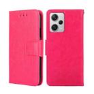 For Xiaomi Redmi Note 12 Pro+ China Crystal Texture Horizontal Flip Leather Phone Case(Rose Red) - 1