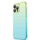 For iPhone 14 Pro Max Frosted Electroplated Gradient Phone Case(Cyan Green) - 1