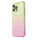For iPhone 14 Pro Frosted Electroplated Gradient Phone Case(Pink Green) - 1