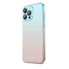 For iPhone 14 Plus Frosted Electroplated Gradient Phone Case(Cyan Gold) - 1
