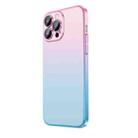 For iPhone 14 Plus Frosted Electroplated Gradient Phone Case(Cyan Pink) - 1
