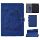 For iPad 10.2 Embossing Sewing Thread Horizontal Painted Flat Leather Case with Sleep Function & Pen Cover & Anti Skid Strip & Card Slot & Holder(Blue) - 1