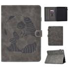 For iPad 2 / 3 / 4 Embossing Sewing Thread Horizontal Painted Flat Leather Case with Sleep Function & Pen Cover & Anti Skid Strip & Card Slot & Holder(Gray) - 1