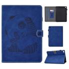 For iPad Air 2 Embossing Sewing Thread Horizontal Painted Flat Leather Case with Sleep Function & Pen Cover & Anti Skid Strip & Card Slot & Holder(Blue) - 1