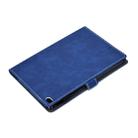 For iPad Air 2 Embossing Sewing Thread Horizontal Painted Flat Leather Case with Sleep Function & Pen Cover & Anti Skid Strip & Card Slot & Holder(Blue) - 9