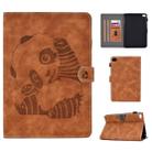 For iPad mini 2 / 3 / 4 / 5 Embossing Sewing Thread Horizontal Painted Flat Leather Case with Sleep Function & Pen Cover & Anti Skid Strip & Card Slot & Holder(Brown) - 1