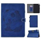 For iPad mini 2 / 3 / 4 / 5 Embossing Sewing Thread Horizontal Painted Flat Leather Case with Sleep Function & Pen Cover & Anti Skid Strip & Card Slot & Holder(Blue) - 1